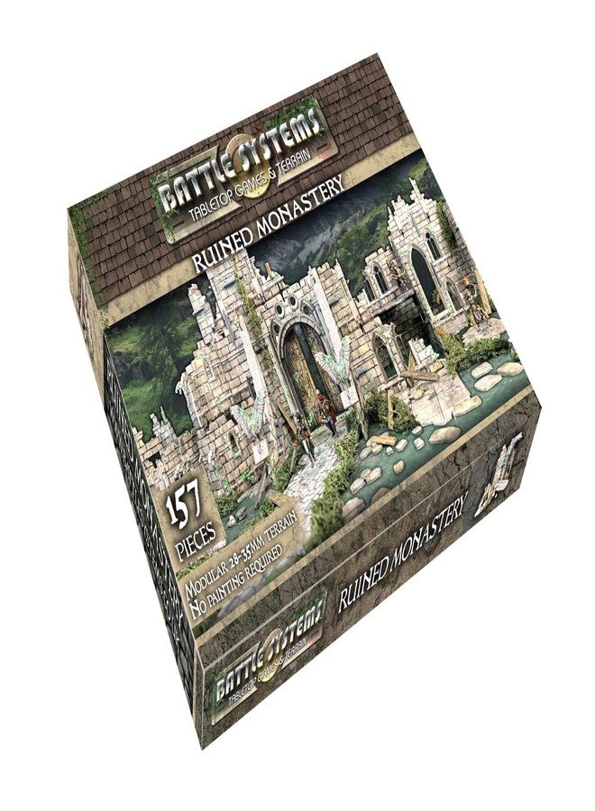 Battle Systems - Modular Fantasy Scenery - Perfect for Roleplaying and Wargames - Multi Level Tabletop Terrain for 28mm Miniatures - Colour Printed Model Diorama - DND Warhammer (Ruined Monastery) - Image 1